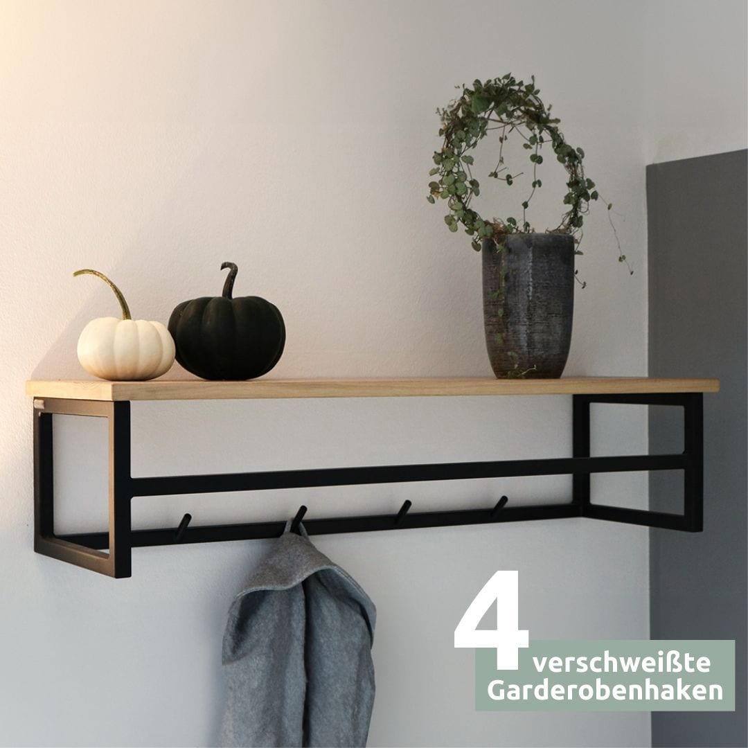 holz4home Wandgarderobe 92 x 22 cm Eiche braun