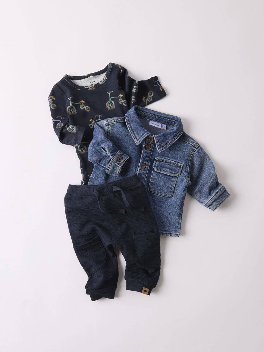 NAME IT baby denim overhemd NBMKNUD dark blue denim