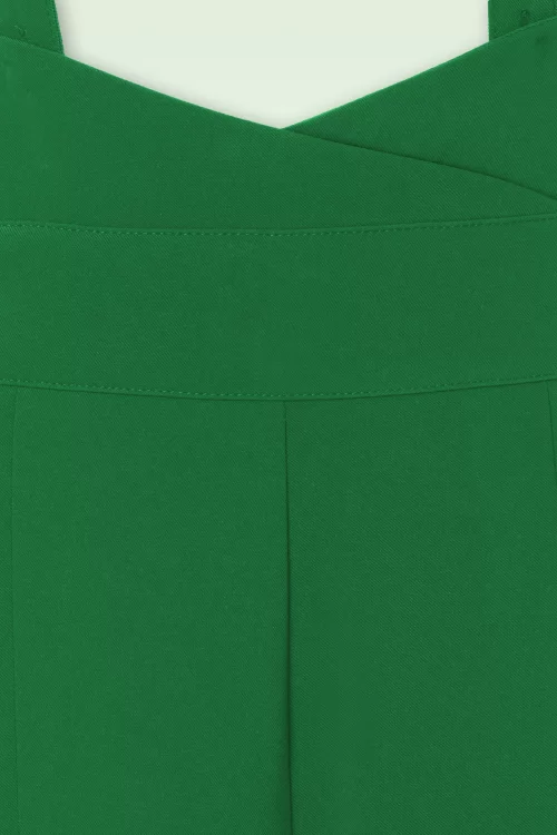 Vixen Wide leg suspender pantalon in klaver groen