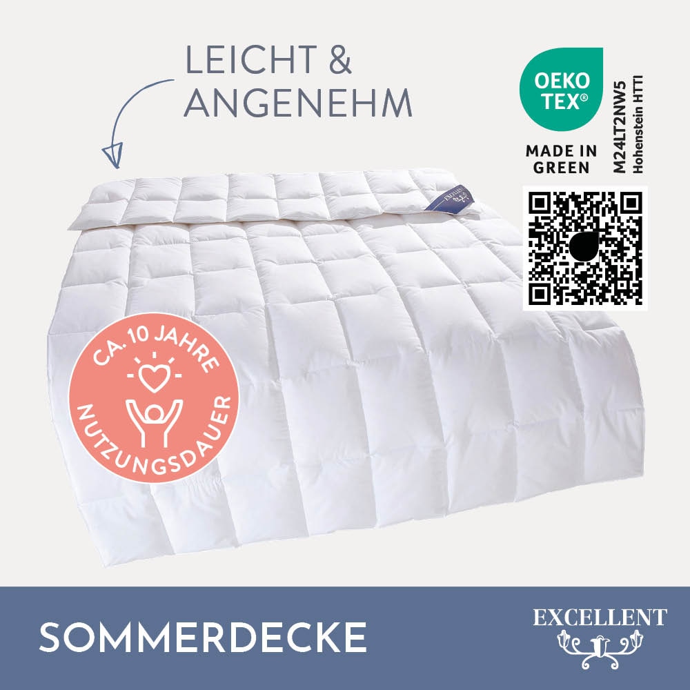 Excellent Daunenbettdecke »VENEDIG, Bettdecken für Sommer und Winter, Decke« leicht Füllung 90Daunen10Federn 1 Stk. tlg. Bettdecke 135x200 cm, 155x220cm und weitere Grössen, Made in Germany