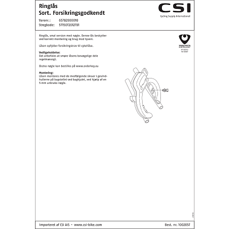 CSI ringlås - sort