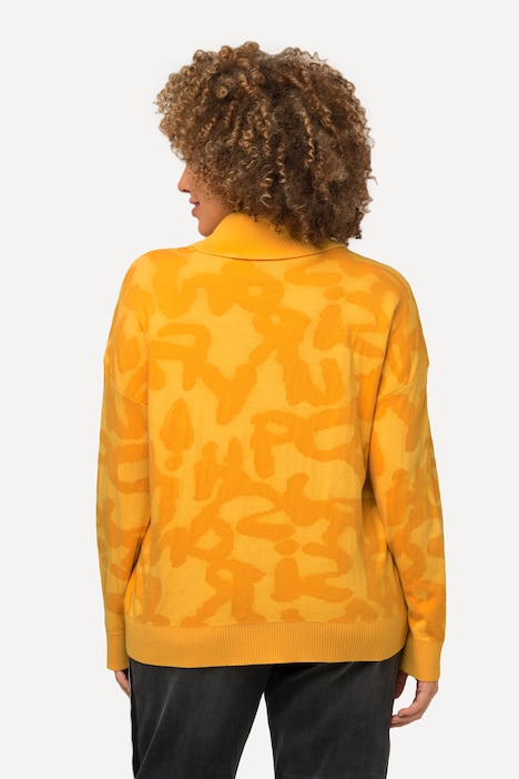 Pullover, Buchstaben, gerippter Rollkragen, Langarm