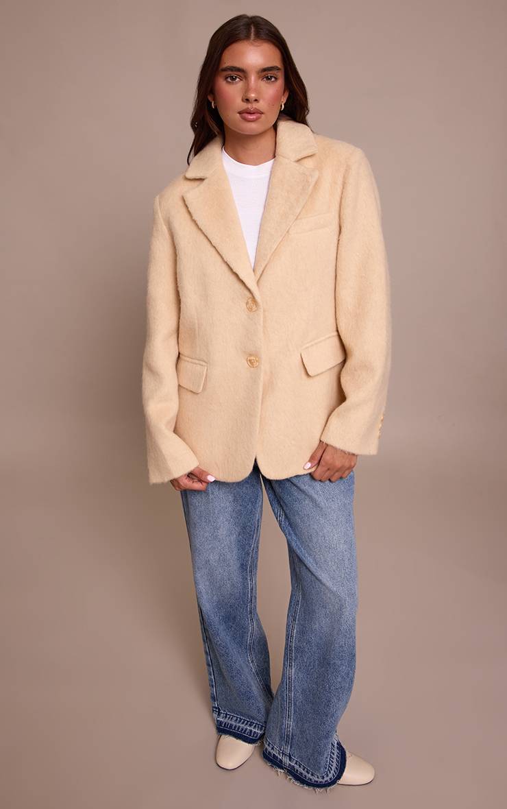 Butter Cream Blazer Oversize Effet Laine Brossée