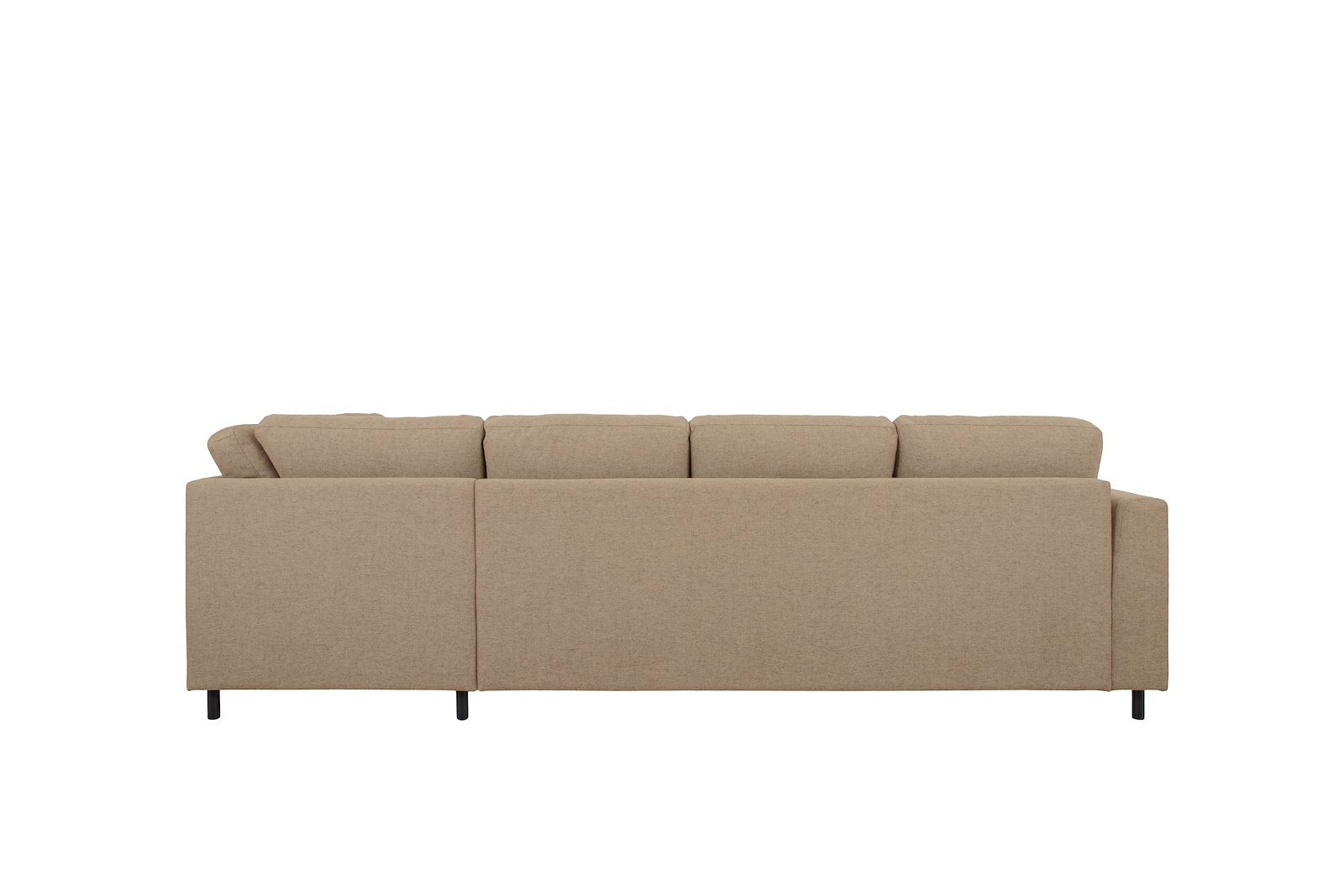 Oslo U-sofa Sjeseong venstre og åpen ende høyre. Tekstil Neve 16 Dark Beige med sorte ben