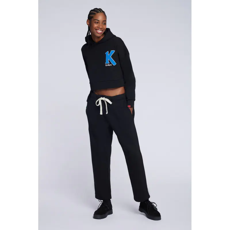 ORGANIC BIG-K CROP HOODIE NOIR SWEAT Coton Femme