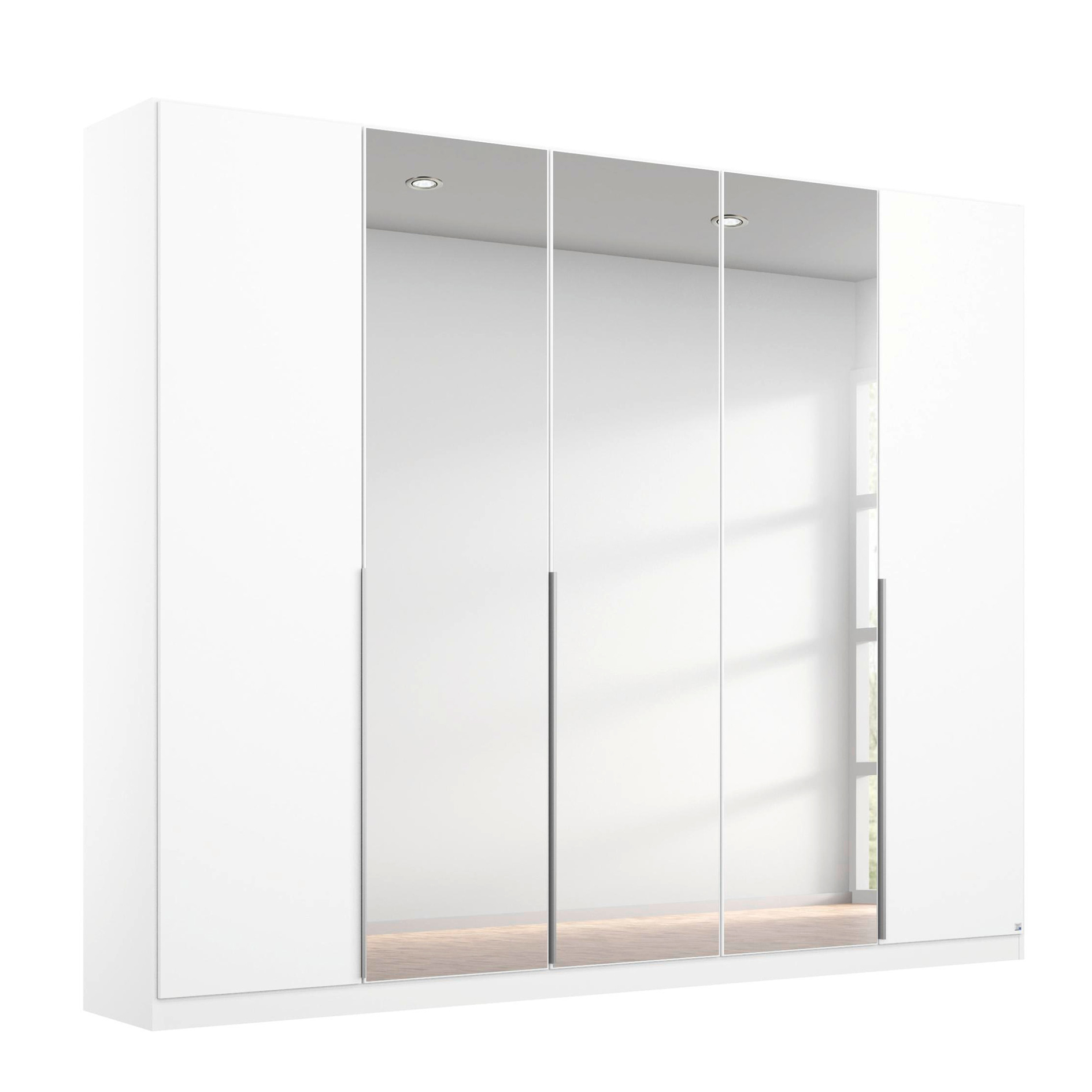 Drehtürenschrank - alpinweiß - Kristallglasspiegel - 5-türig - 226x210 cm