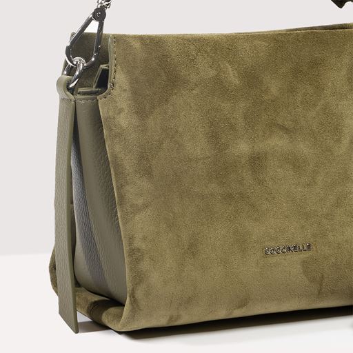 Coccinelle Boheme Suede Small Skuldertaske, Laurel Green