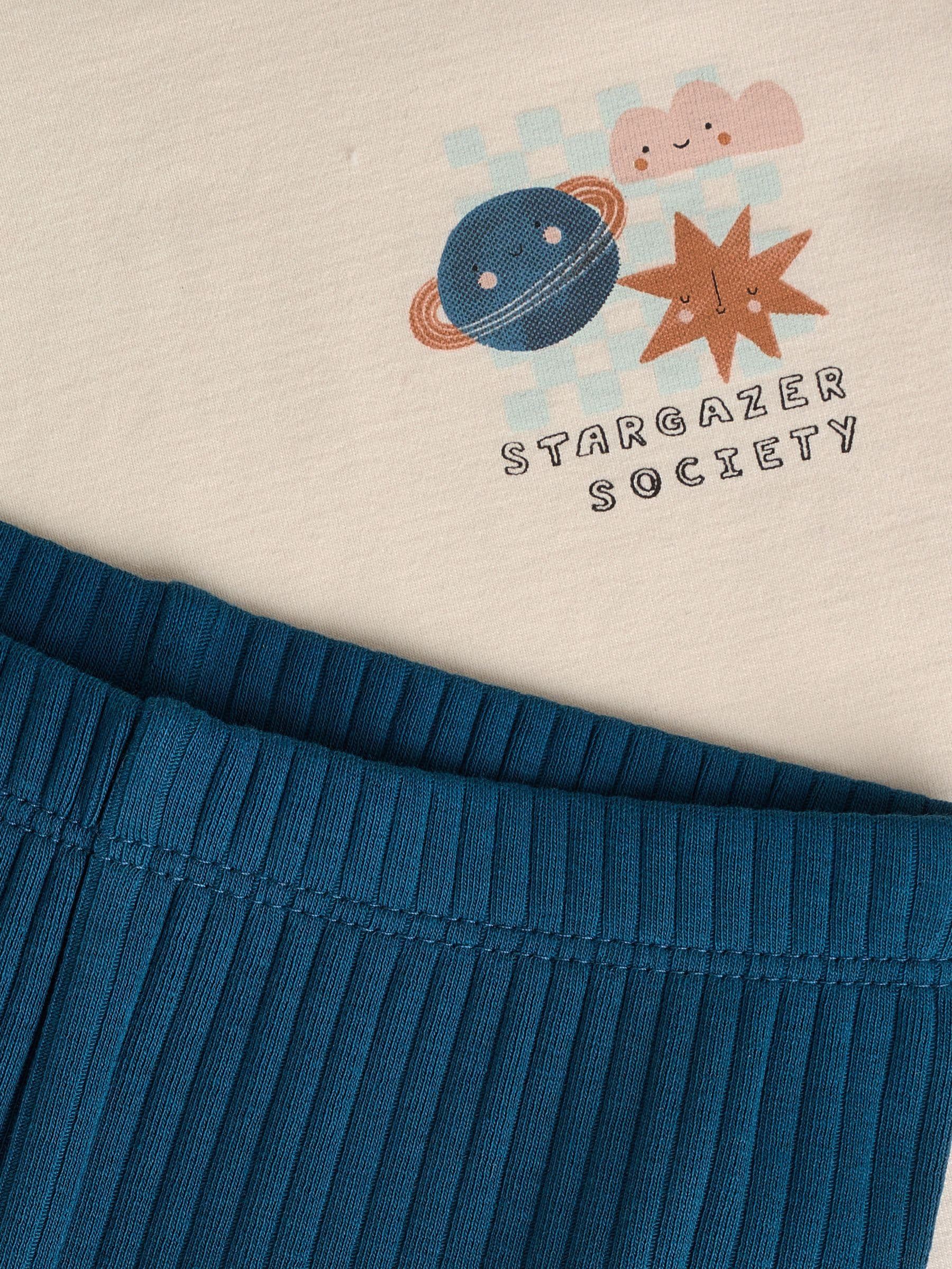 Blauw met space - Top en Leggings 2 -delige Babyset (0mnd-3jr)