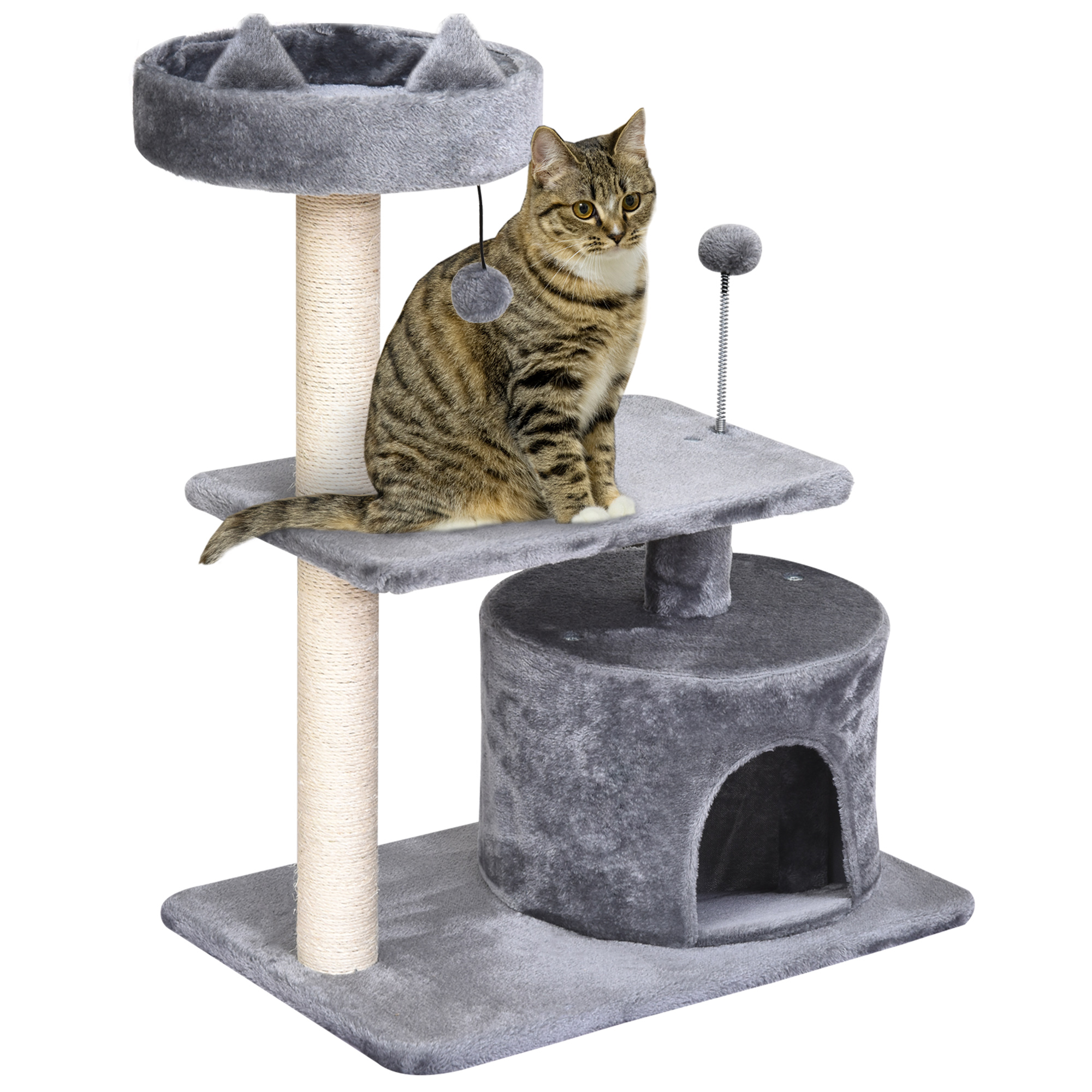 Árvore para gatos PawHut cinza