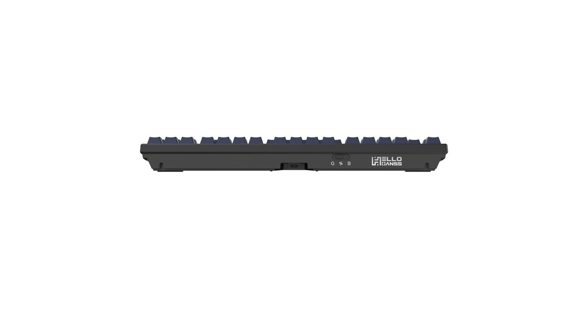 HelloGanssHS87T GC17, toetsenbord  (Zwart/donkerblauw, US lay-out, Cherry MX Blue, TKL, RGB leds, PBT Doubleshot keycaps, hot swap, 2,4 GHz / Bluetooth / USB-C)