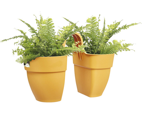 elho Vibia Campana Flower Twin 21 bloembak, kunststof, 21 x 38,4 x 26,5 cm, honinggeel