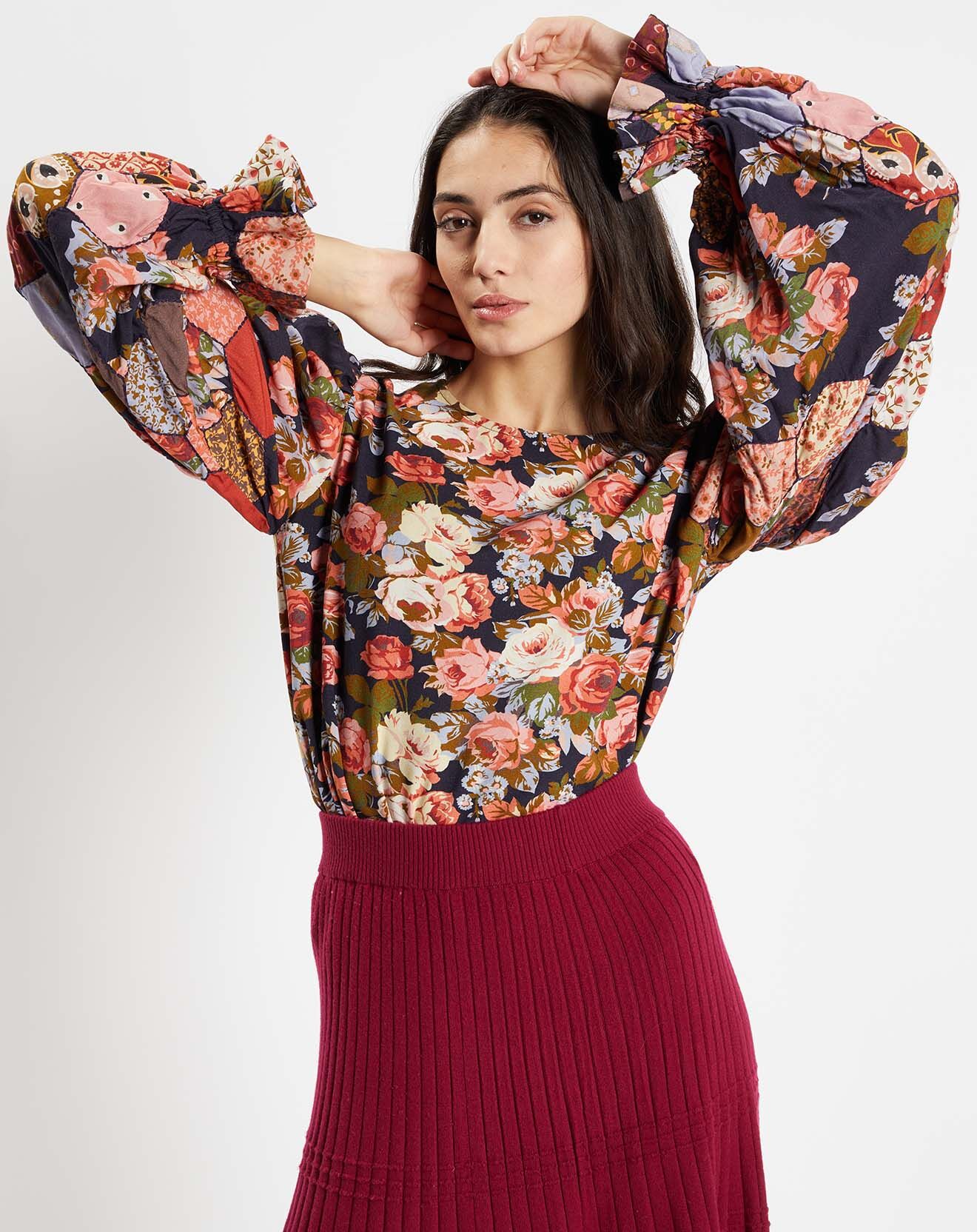Manoush Blouse Patchwork encre