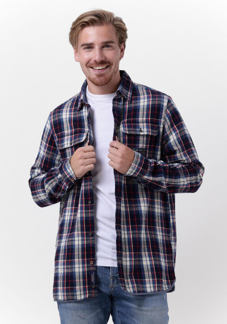 SCOTCH & SODA blauwe scotch & soda casual overhemd regular fit mid-weight brushed flannel check shirt