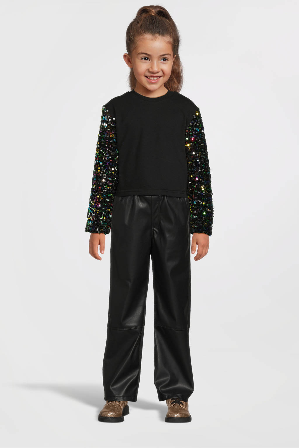 NAME IT sweater NKFRUNICA met pailletten zwart/multicolor