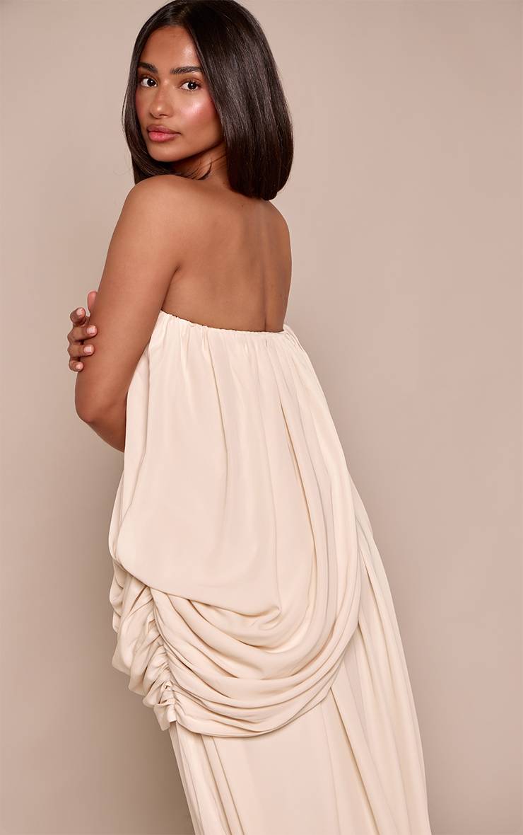Crème Robe Mini Bandeau Drapée Avec Superposition Petite