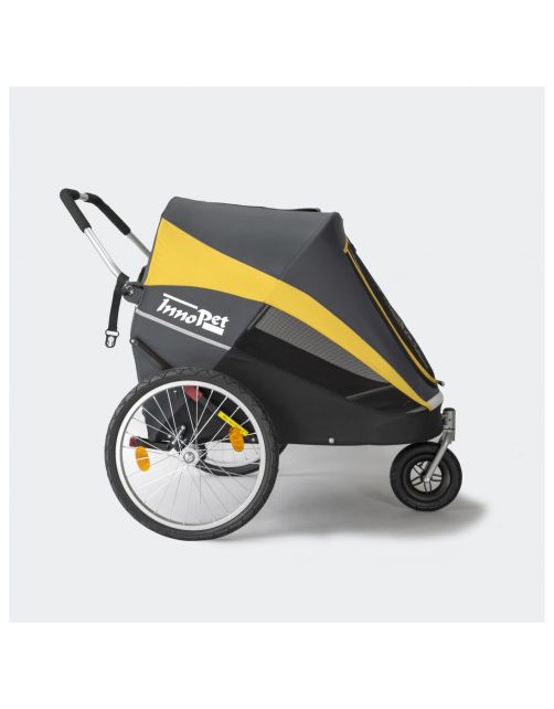 Innopet Hercules 2.0  - Hondenbuggy - Hondenfietskar - 88x60x101 cm Zwart Grijs Geel tot 50 kilo