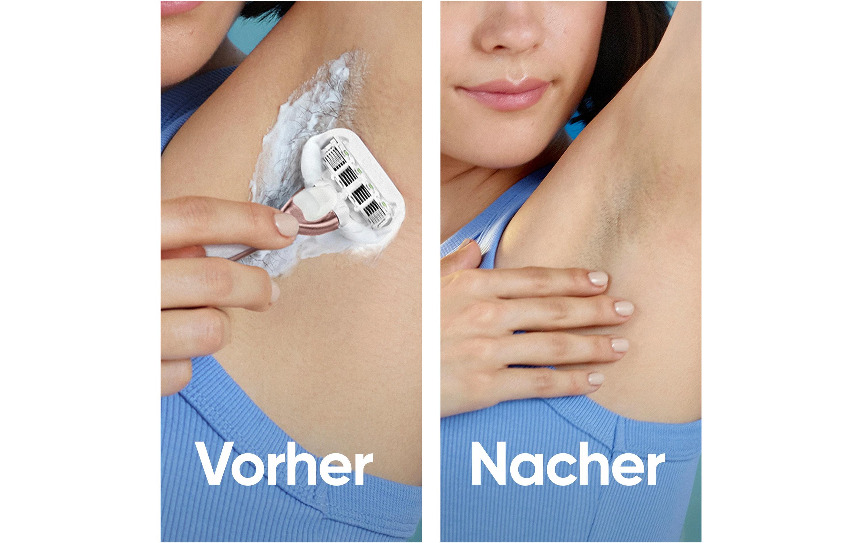 Rasierklingen Pro Smooth Sensitive 10 StückErsatzklingen für Damen mit wiederverwendbarem Metallgriff und Duschhalterung