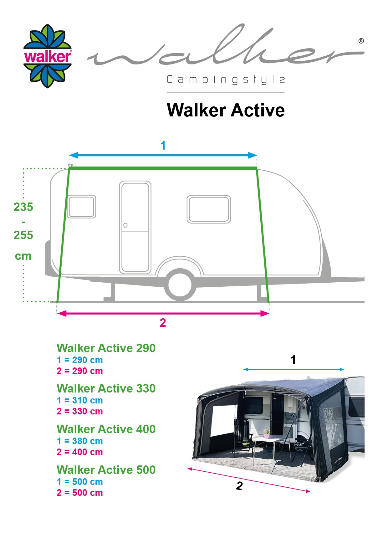 Walker Active 400 opblaasbare caravanluifel