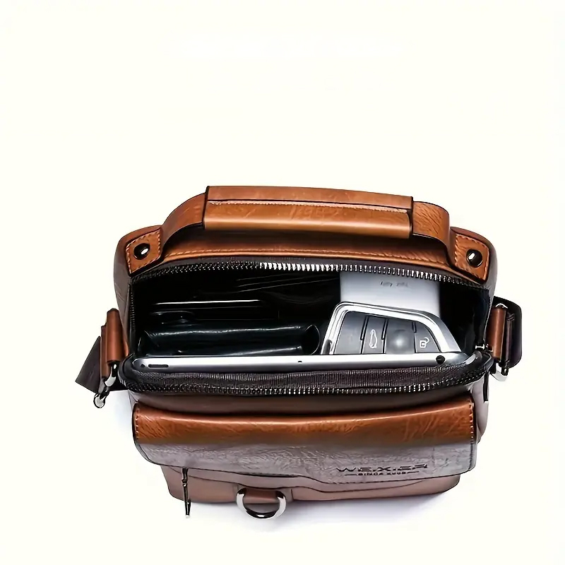 (20x25cm) Herren Leder Schultertasche Fashion Crossbody Business Bag - Dunkelbraun