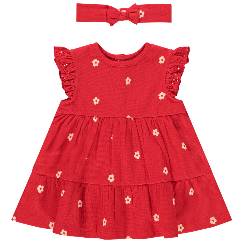 Ensemble 2 pièces effet froissé robe + bandeau pour bébé fille
