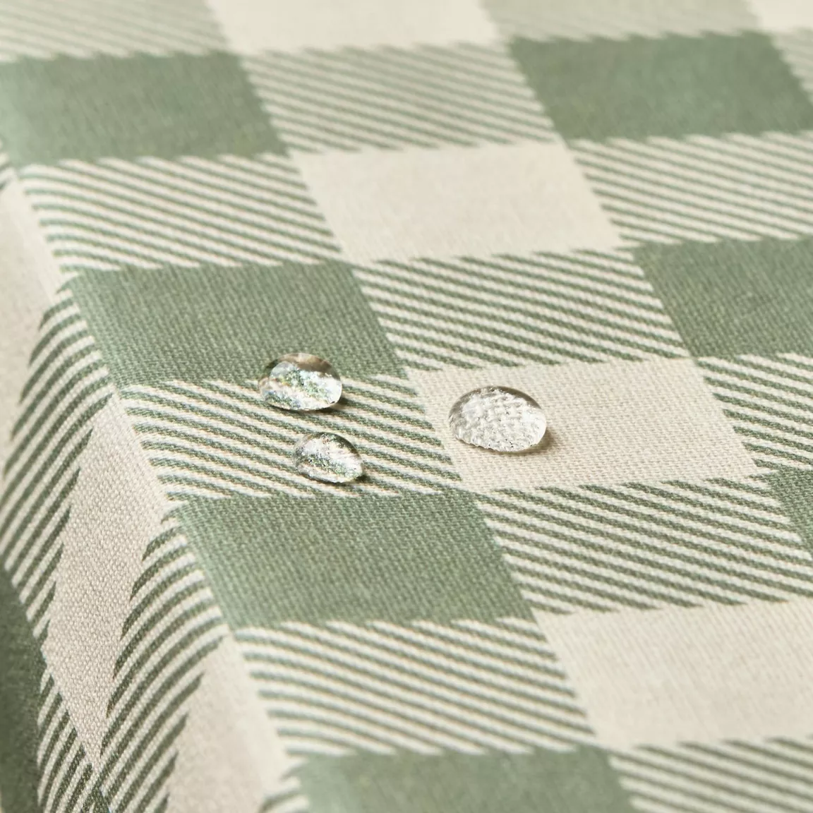 Nappe rectangulaire coton enduit (150 x 250 cm) Vichy Vert sauge