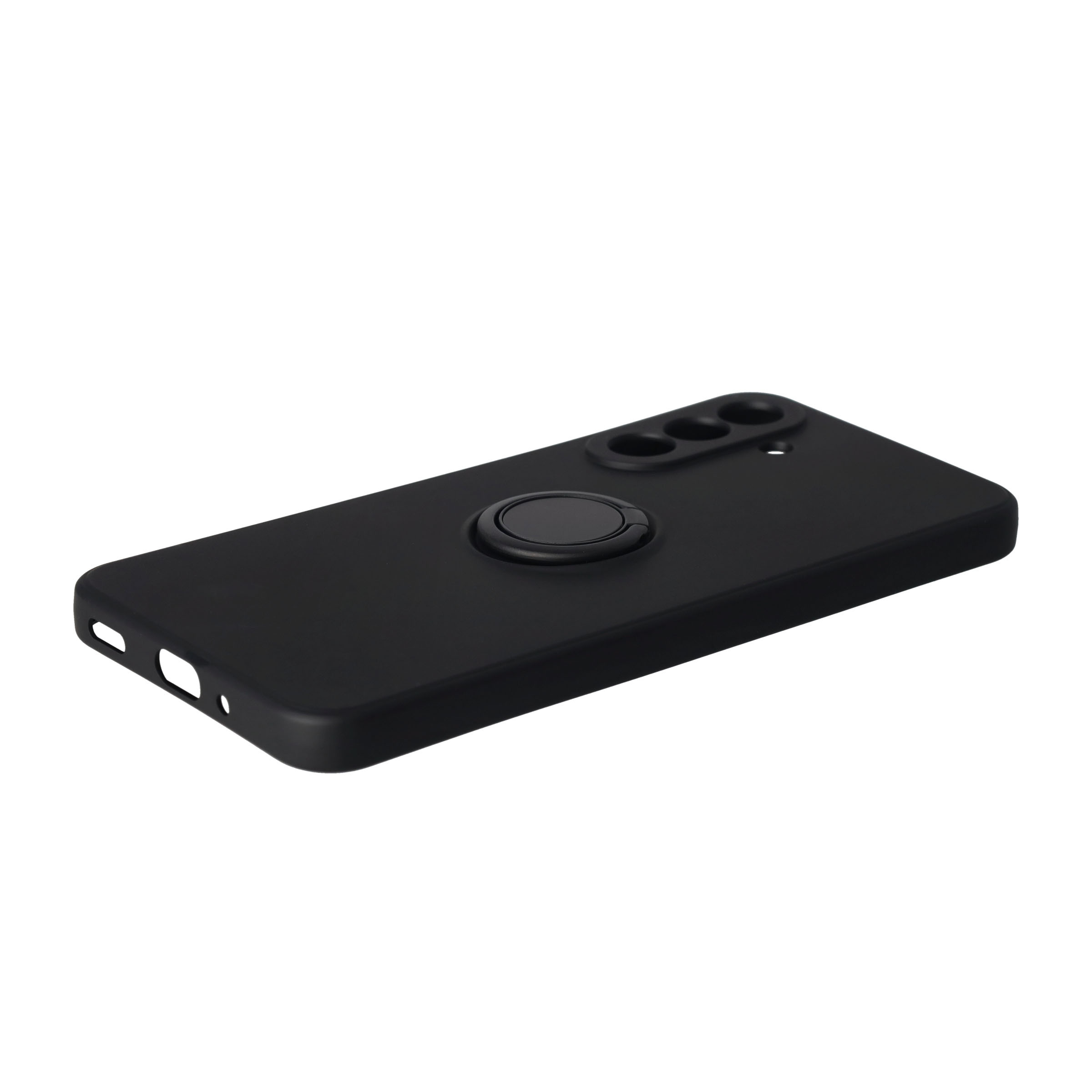 Samsung Galaxy A17 Silikon Case Hülle mit Kameraschutz   Kickstand Haltering - Schwarz