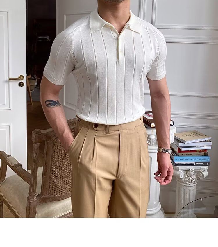 Craltuxe - Poloshirt met korte mouwen en effen ribbels