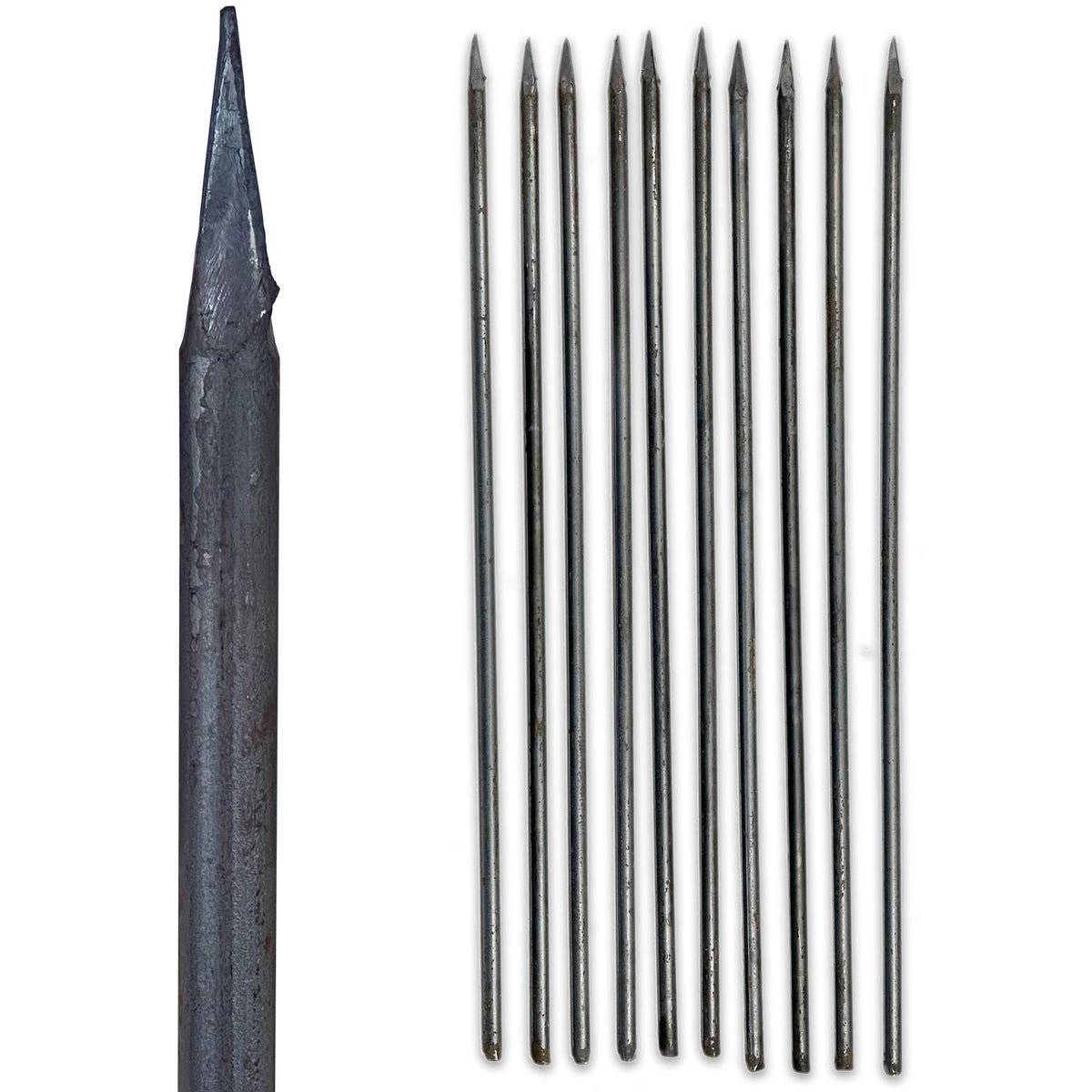 UVEN gesmede aarden nagel als snaarijzer, snaarnagel, snaarpaal, snaarstaaf 1000 mm / 18 mm / 10 stuks, metselijzer, bestratingsnaald