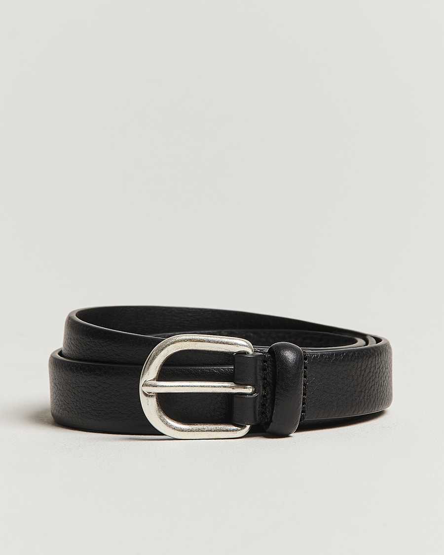 Anderson's Grained Leather Belt 2,5 cm Black