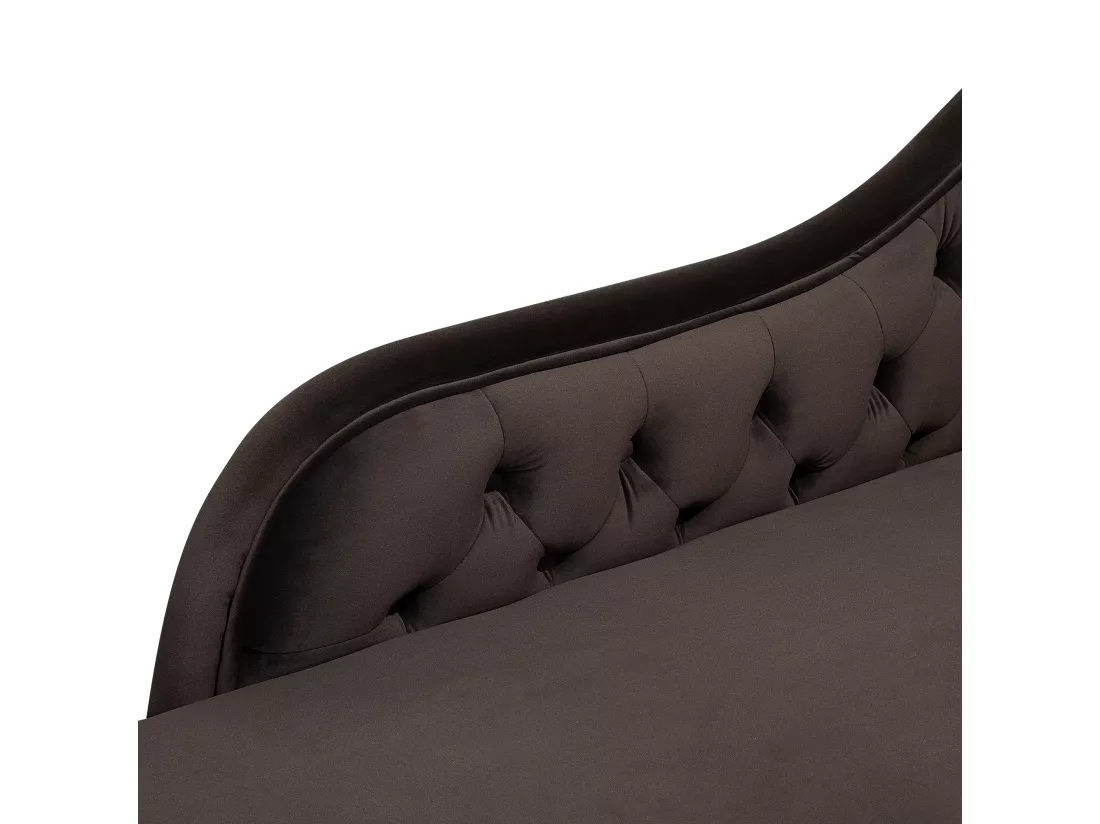 Chaise longue en velours marron côté droit style Chesterfield NIMES