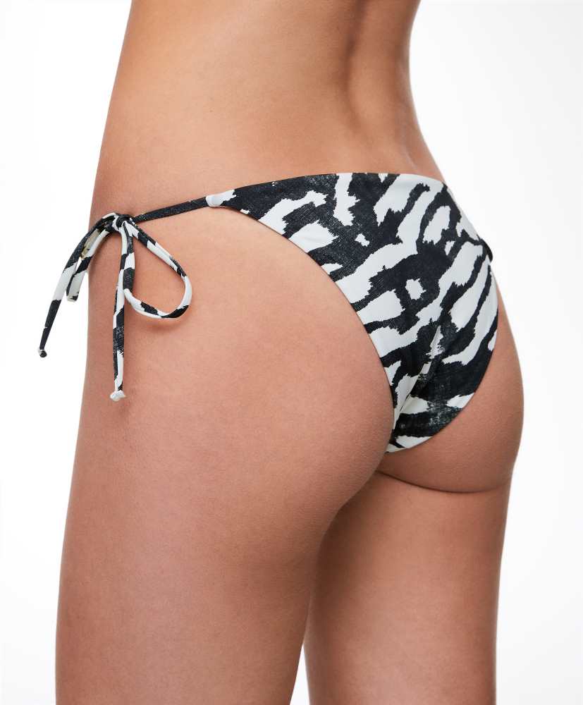 Calcinha de biquíni estampada com amarrações