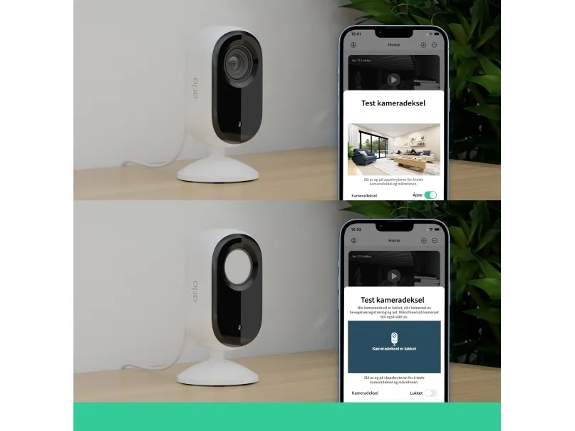 Arlo Essential Indoor 2K - Netværksovervågningskamera - indendørs - farve (Dag/nat) - 4 MP - 2560 x 1440 - audio - trådløs - WiFi - med Arlo Secure Plan (Trial) (pakke med 2)