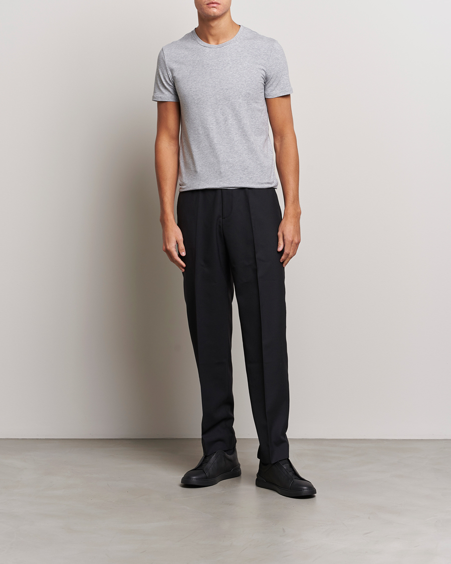 Zegna Stretch Cotton Round Neck T-Shirt Grey Melange