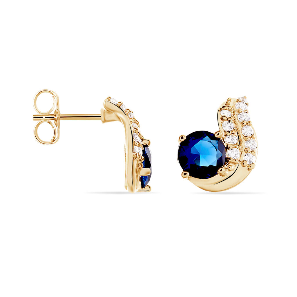 Boucles D'oreilles Puces Tyana Plaqué Or Jaune Oxyde De Zirconium
