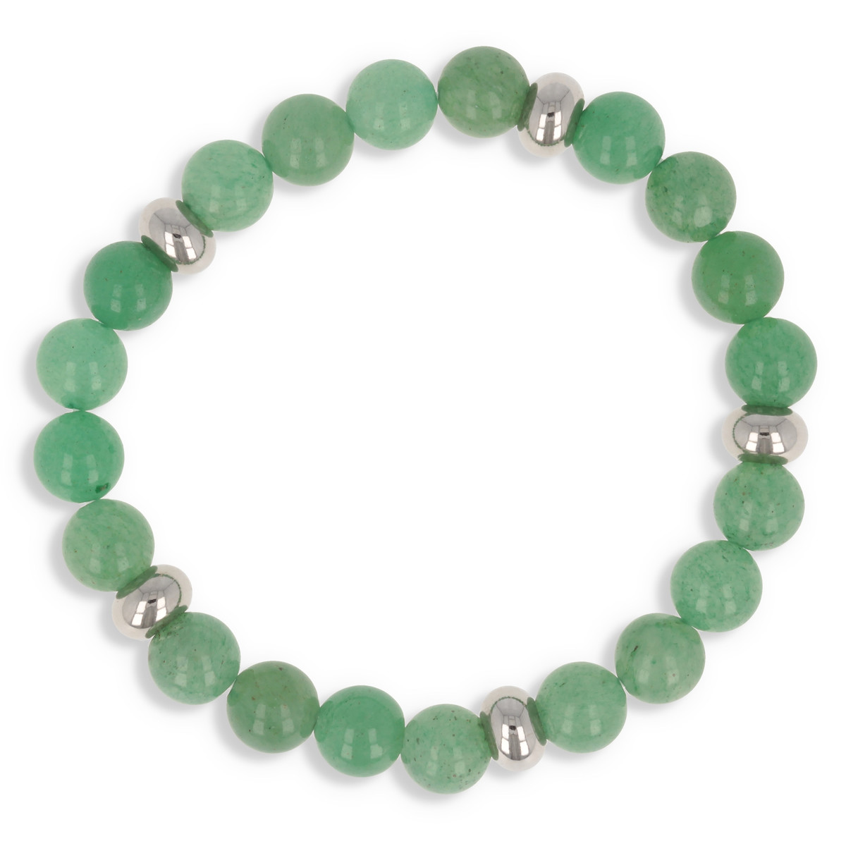 Bracelet élastique 60MM en pierre naturelle d'aventurine et séparation en acier