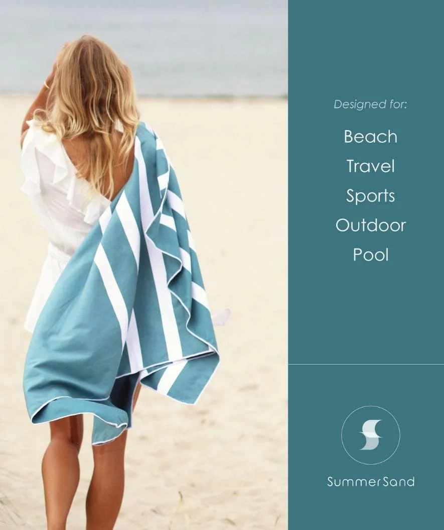 Summersand microfiber håndklæde - Ocean Green (Tyrkis)