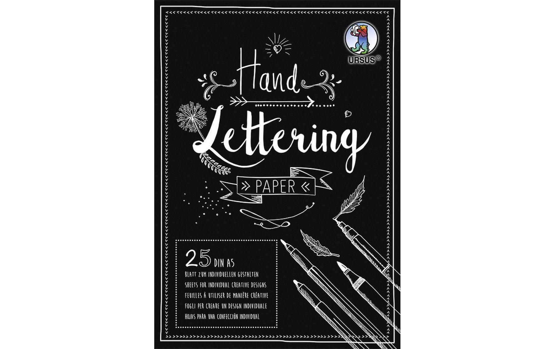 Zeichenblock Handlettering A5, 210 g/m², 25 Blatt, SchwarzHandlettering Papier