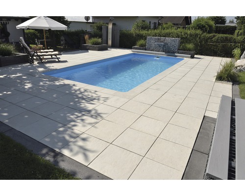 Zwembadrandsteen Aquitaine terrasaansluitplaat beton wit 49,5 x 48,5 x 3,2 cm