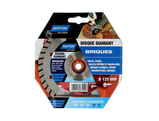 NORTON - Découpeur universel Disque diamant courant segmenté pour brique , diam.125 mm