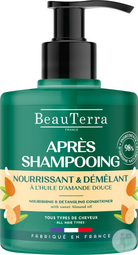 Beauterra Après Shampoing Nourrissant Et Démêlant Tous Types De Cheveux Flacon Pompe 500ml