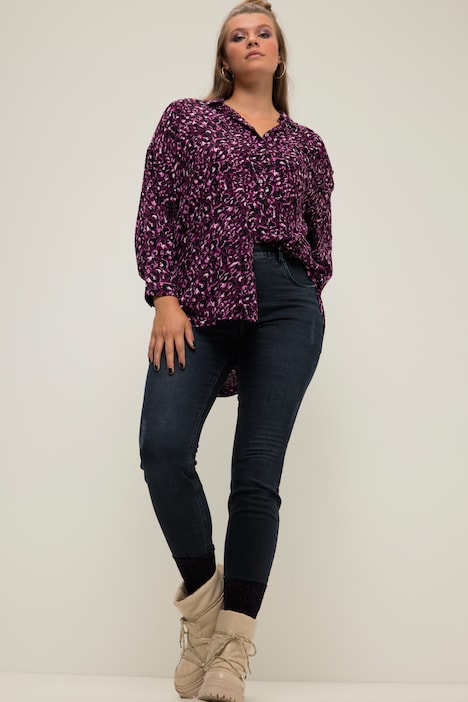 Skinny Jeans, cutted Saum, 5-Pocket, Elastikbund, Zipp-Fly