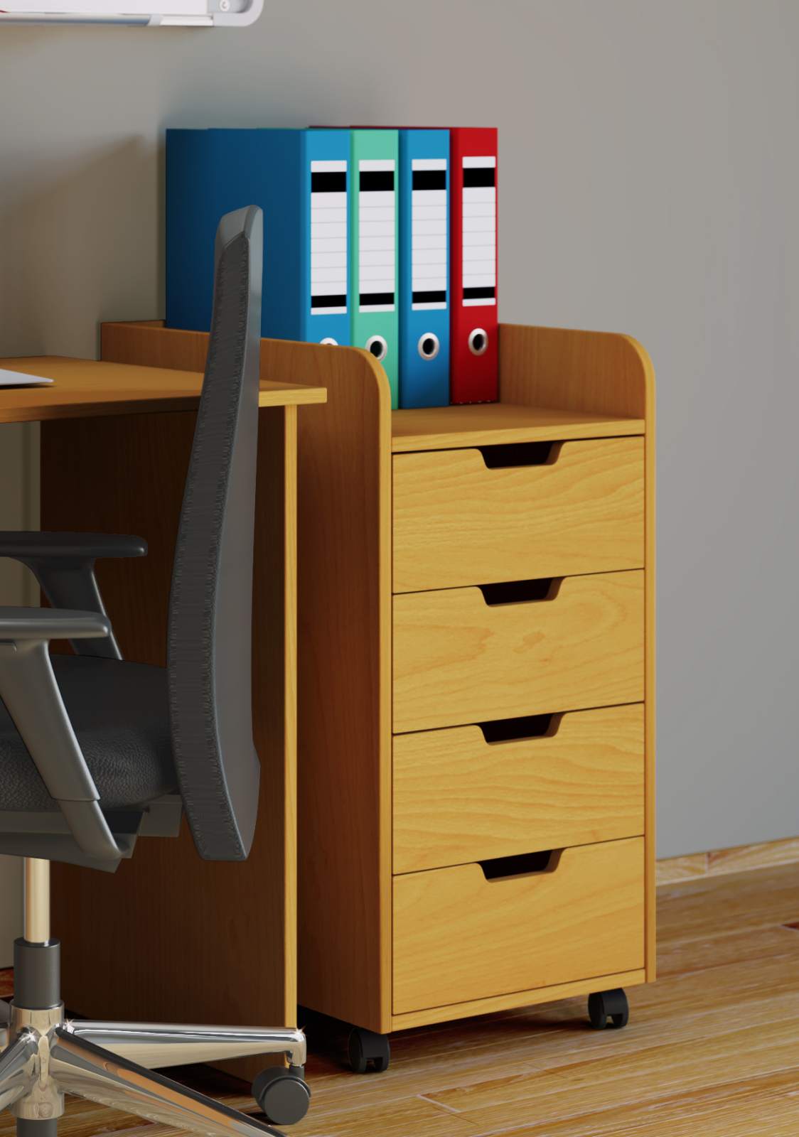 Rollcontainer KONAL - Buche - 74 cm hoch