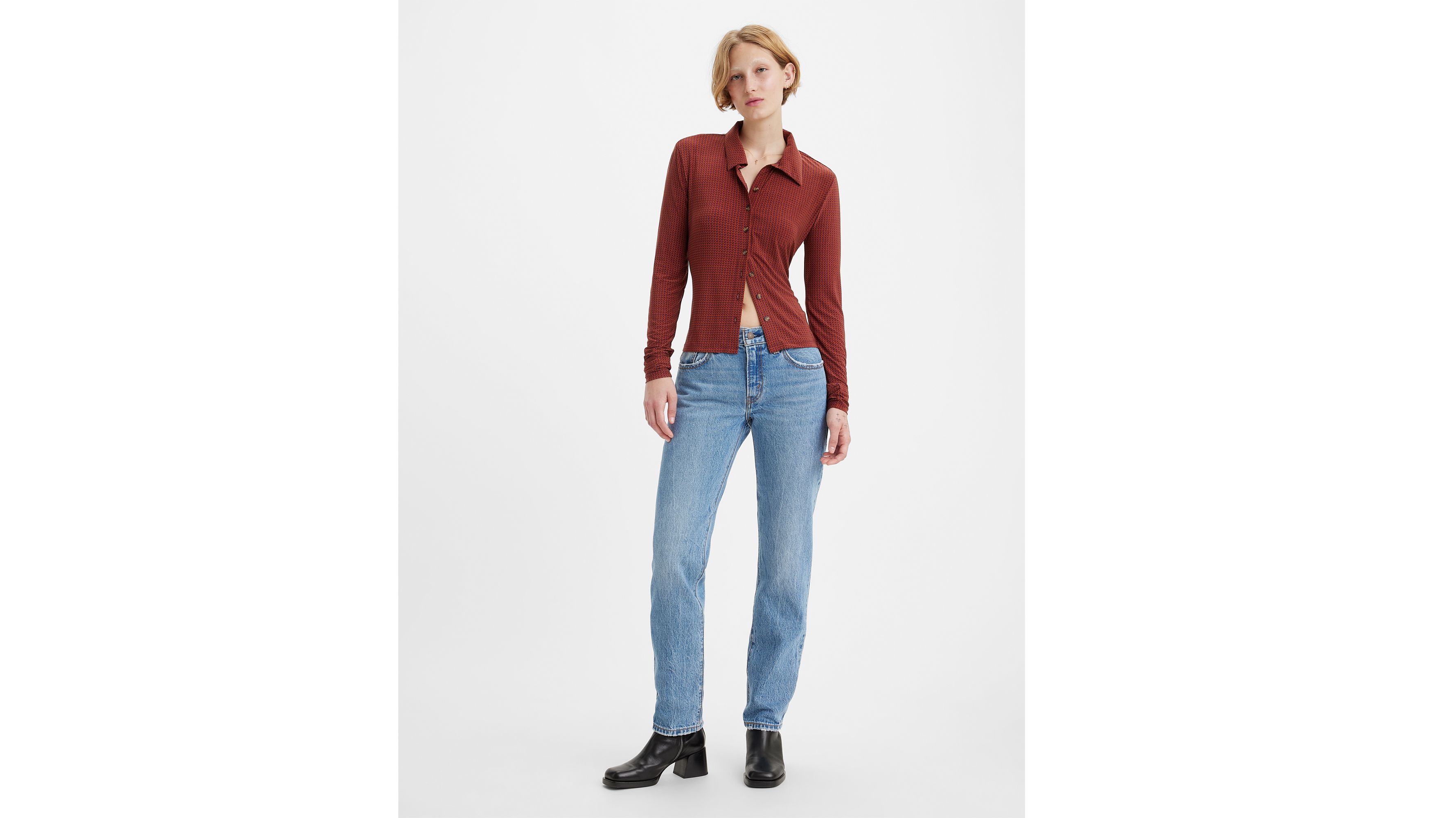 Jean Middy Straight - Medium Indigo Worn In - Bleu