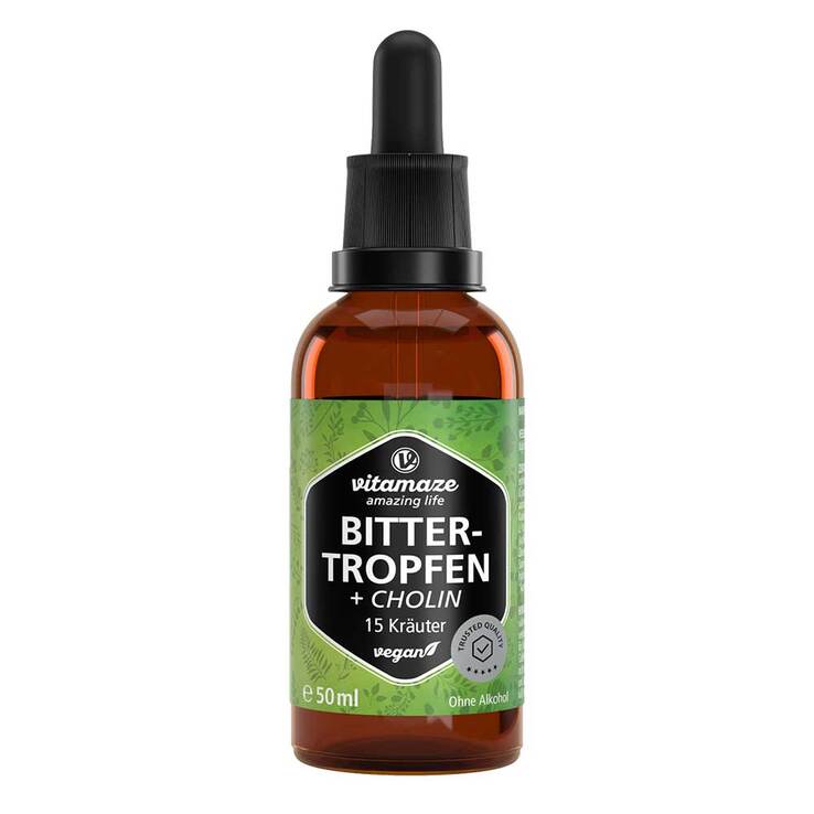 Bitter-Tropfen 15 Kräuter + Cholin ohne Alkohol, 50 ml