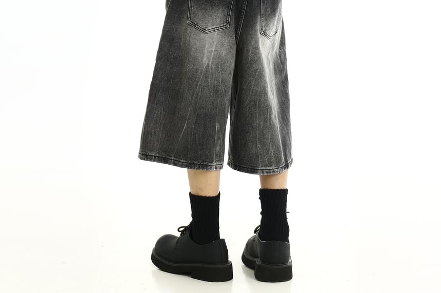 Meiksip - Mid Rise Washed Denim Shorts