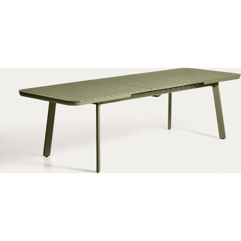 Table extensible d’extérieur Izola en aluminium avec finition verte 220 (280) x 100 cm