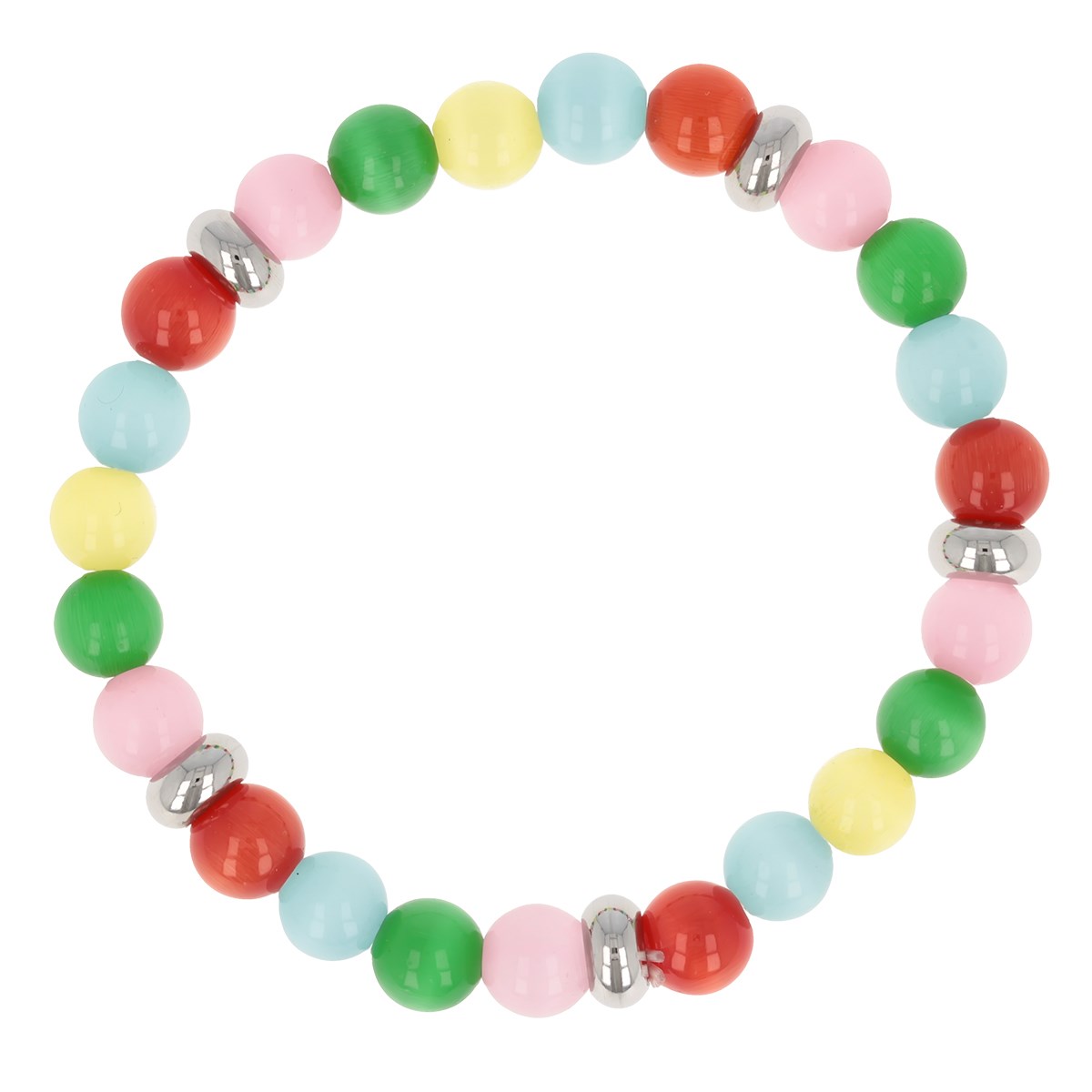 Bracelet élastique 60MM boules opales séparation en acier