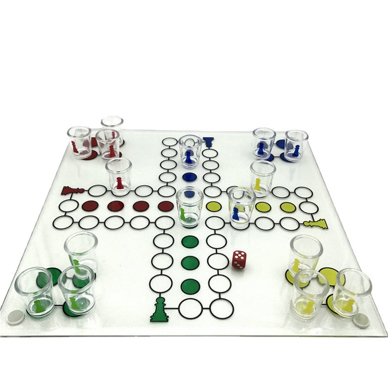 (30x30cm) Ludo Party Spiel Eile mit Weile Shot Trinkspiel