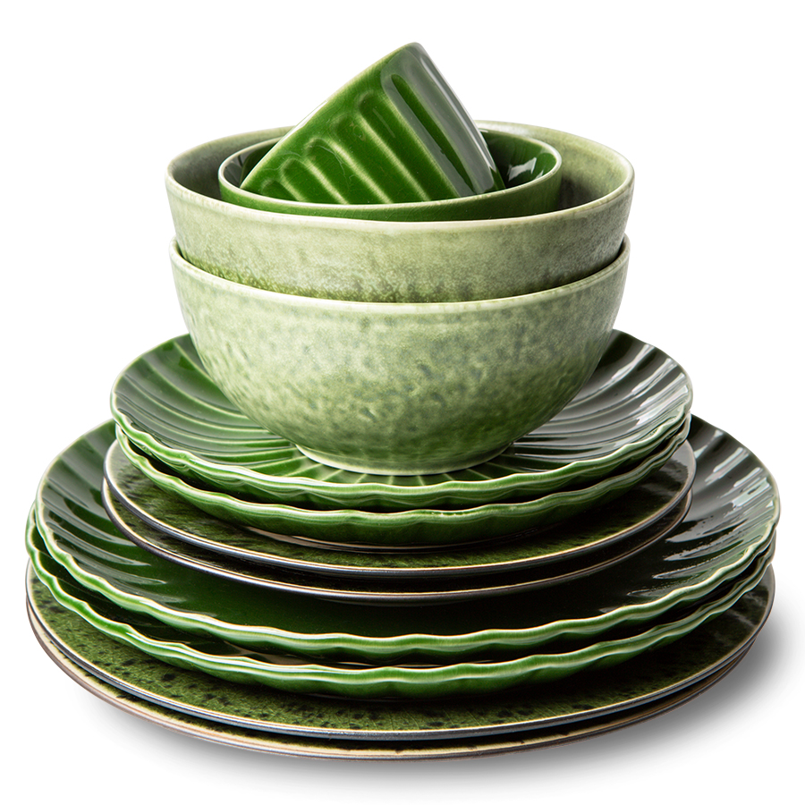Dinerbord Emerald ribbed groen - set van 2