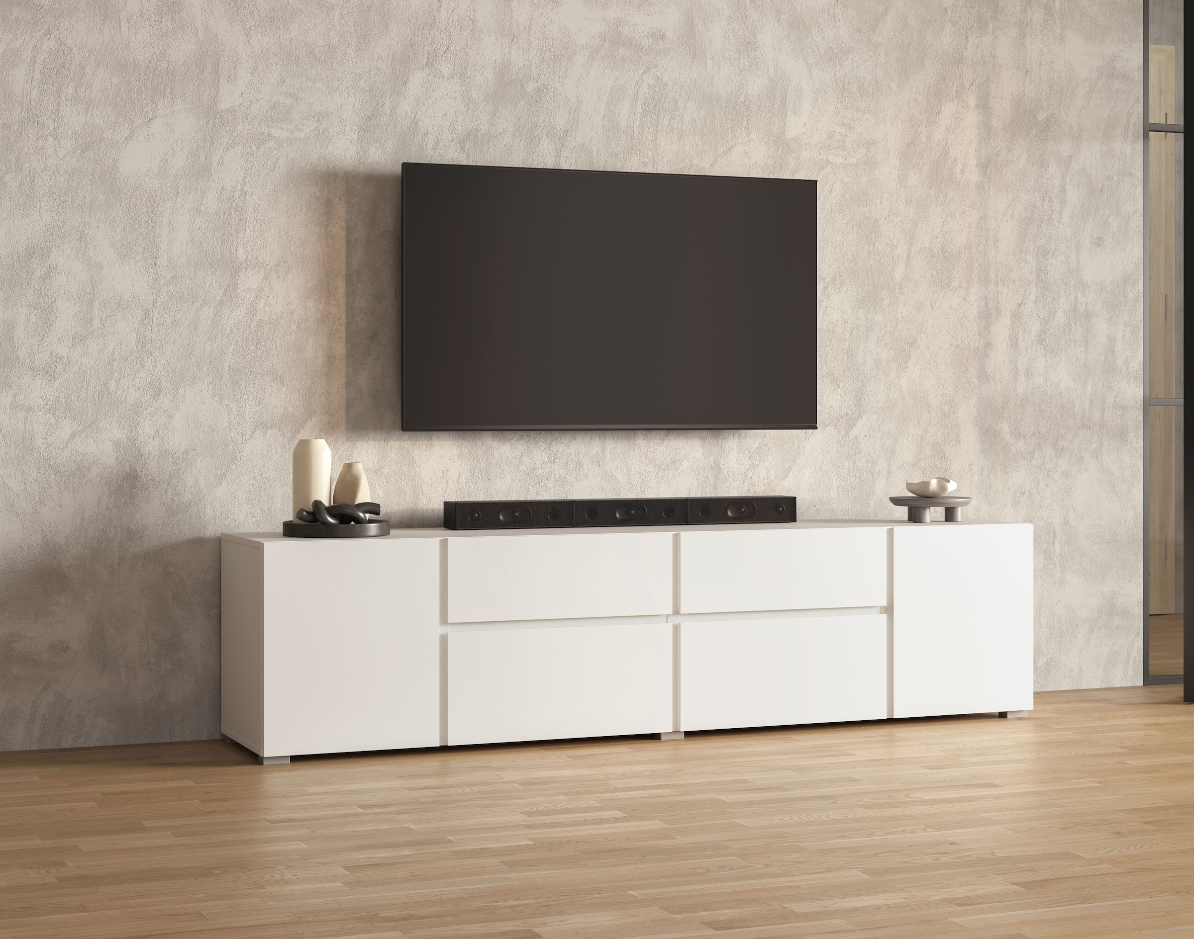 INOSIGN Lowboard »Metric,Breite 195cm, grifflose Lowboard 2Klappen/2Schubkästen/2Tür« TV-Schrank mit viel Stauraum, TV-Board